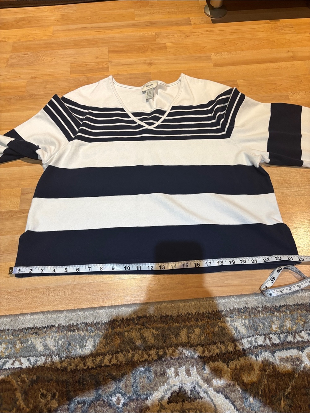Neiman Marcus Exclusive Navy White Striped Cotton Top 1X - Picture 10 of 10